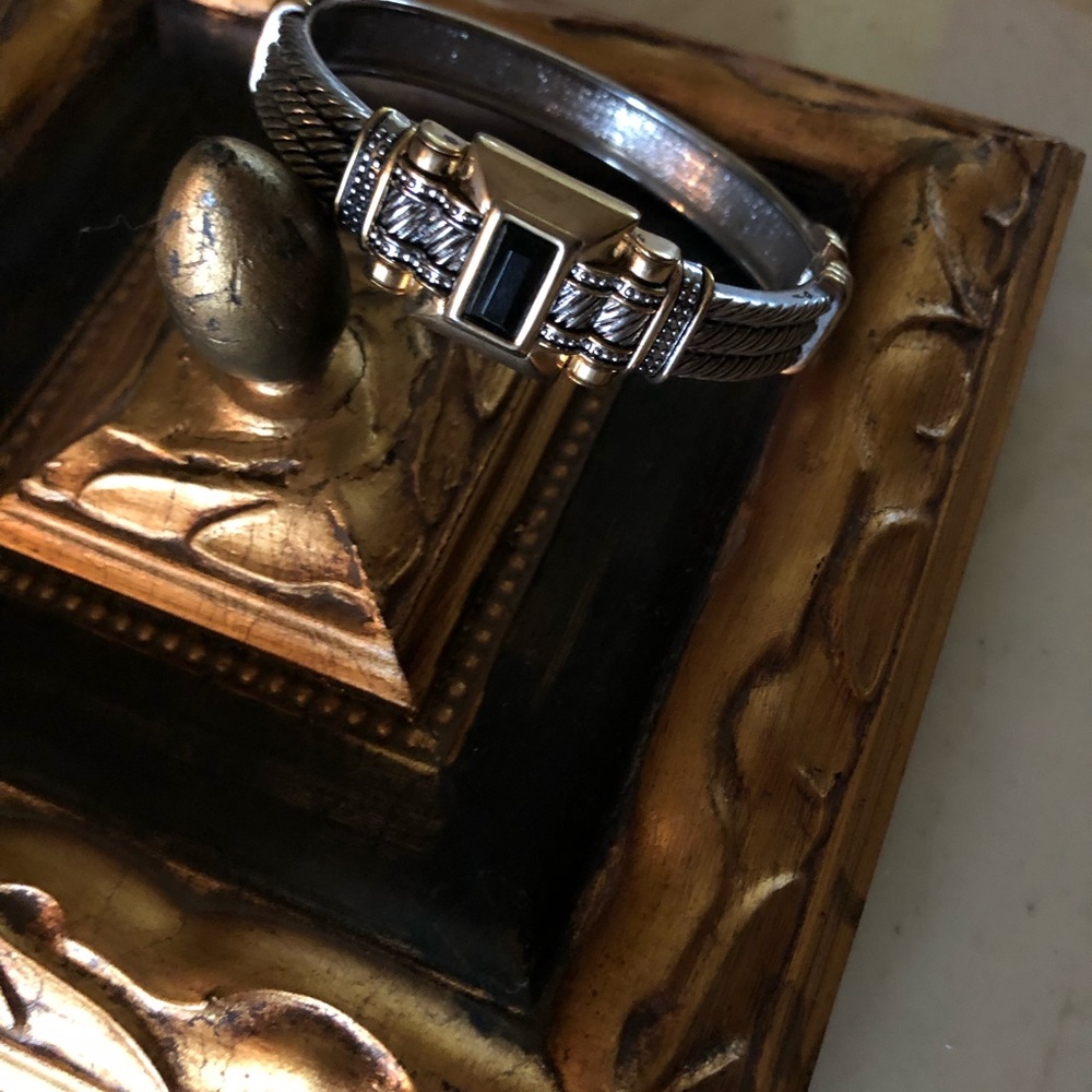Silver, gold and black bracelet